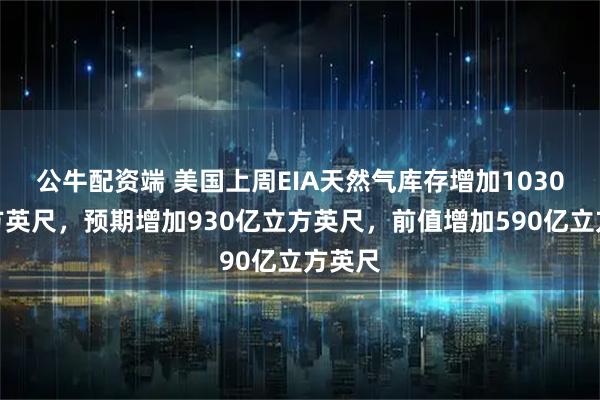 公牛配资端 美国上周EIA天然气库存增加1030亿立方英尺，预期增加930亿立方英尺，前值增加590亿立方英尺